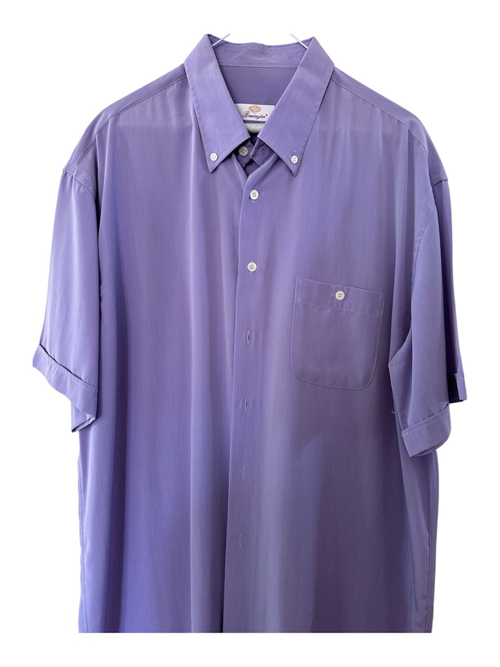Lightweight Button-Down Short-Sleeve Shirt in Lavender.  Made in Spain